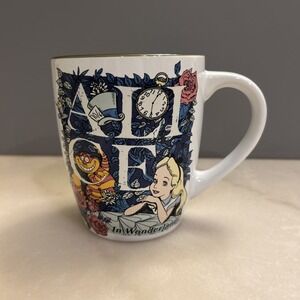New! Disney Alice in Wonderland Coffee Mug Cup Alice Cheshire Cat Mad Hatter